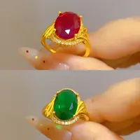 铜合金锆石戒指 镶嵌精致轻奢时尚显白气质锆石素圈可调节女戒