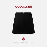 OUDOCKEE 鸥鸥 【长腿裙】黑色高级感通勤高腰半身短裙 BACE762T