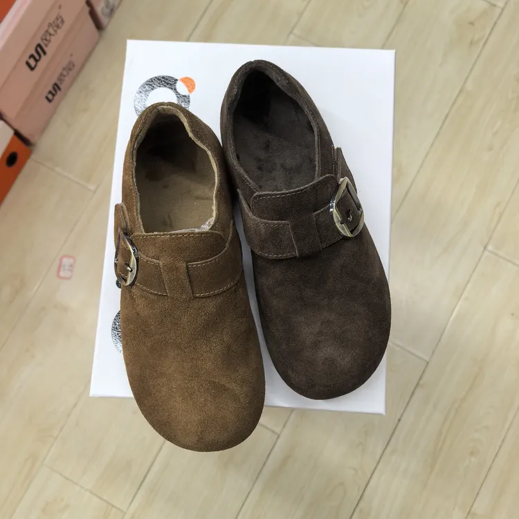 欧陌勃肯鞋2025冬季加绒复古风时尚百搭豆豆鞋女鞋