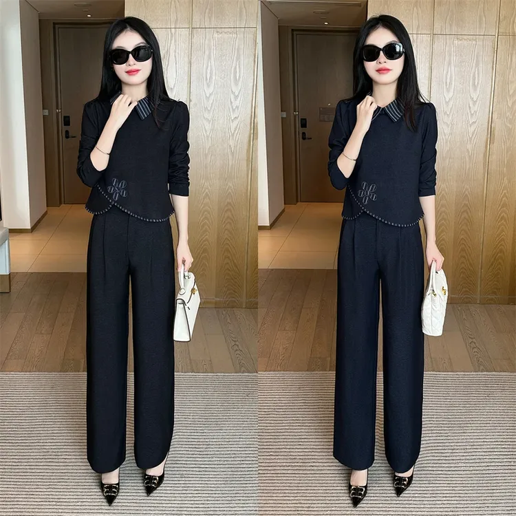 秋新款显瘦气质洋气时尚休闲夏季减龄套装长袖复古
