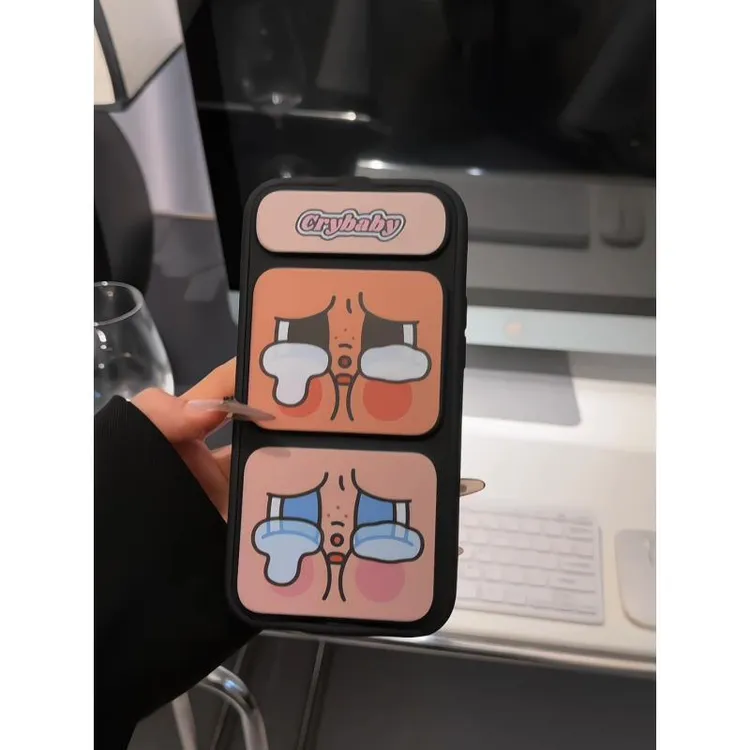 大脸哭娃适用苹果16promax手机壳iPhone15翻盖支架华为60女小米15