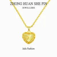 铜合金项链 爆款仿真金爱心项链女久不掉色时尚金色毛衣链锁骨链