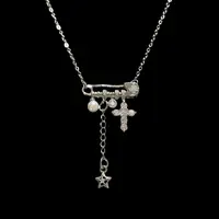 合金项链 【17SR】设计高级感回形针十字架流苏链