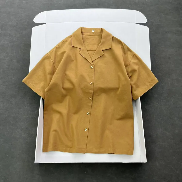 日系牛货 品质超赞 男士日系风直筒棉麻短袖衬衫