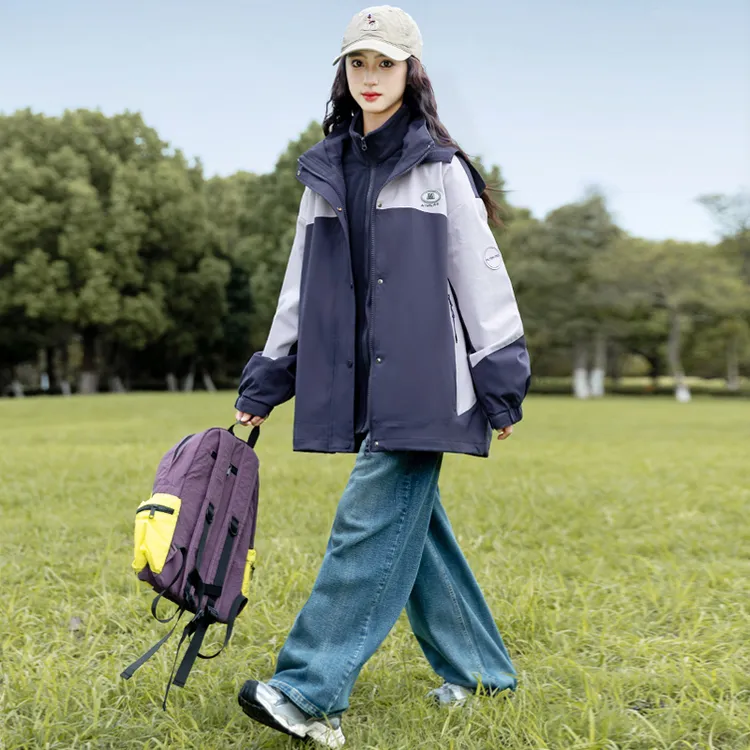 女童冲锋衣外套春秋款2025新款儿童秋装加厚上衣大童女孩夹棉风衣