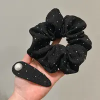 韩系复古波点针织大肠发圈高级感丸子头高弹力扎发头绳简约头饰