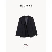 LIUJIUJIU 欧货时尚百搭纯色女士西装秋季圆领长袖外套WT4772L