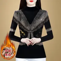 GF#5567 高端印花妈妈百搭减龄显瘦气质时尚套头上衣女加厚大码胖
