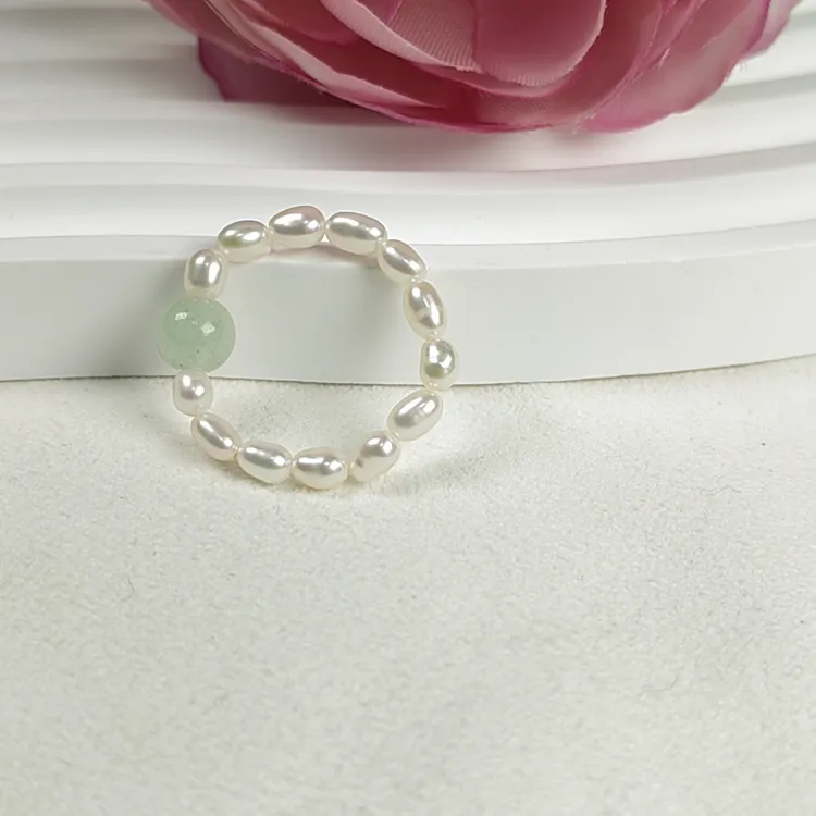 【弹力戒指】淡水珍珠小baby珠玉石3-4mm休闲女神百搭时尚多样性发