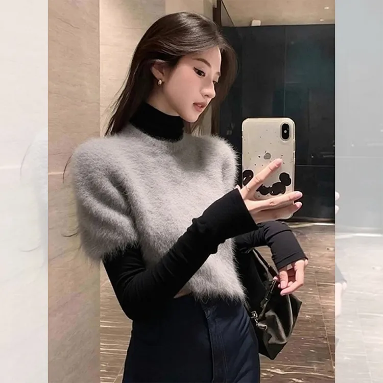 独特漂亮内搭针织小衫两件套女装秋冬季洋气高贵新款毛衣马甲上衣