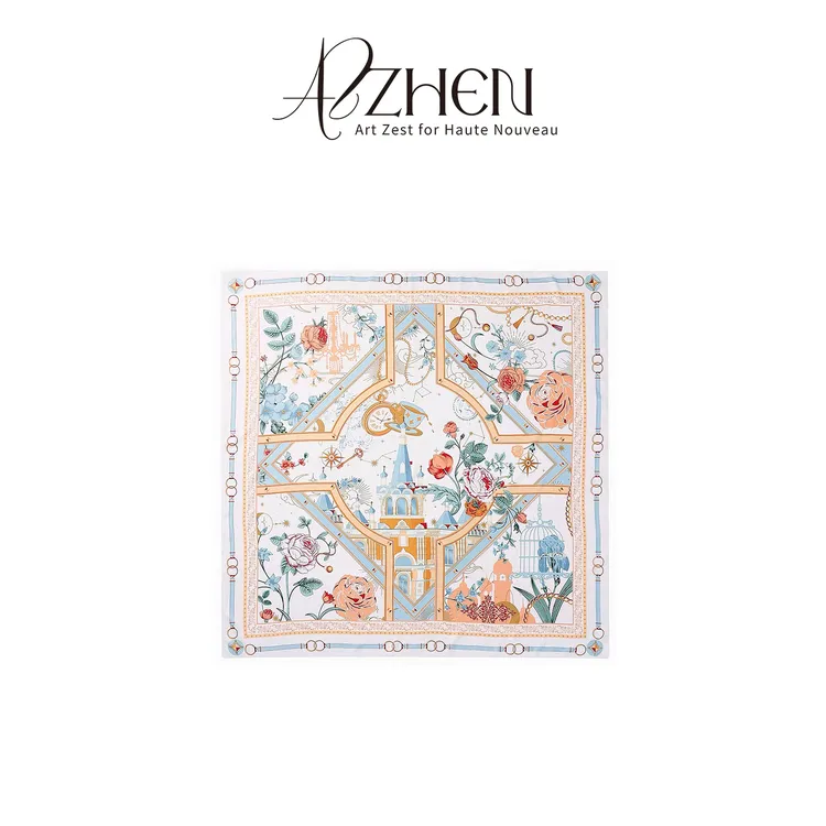 AZZHEN【玫瑰的茶话会】印花丝巾AZ5ESA10-00