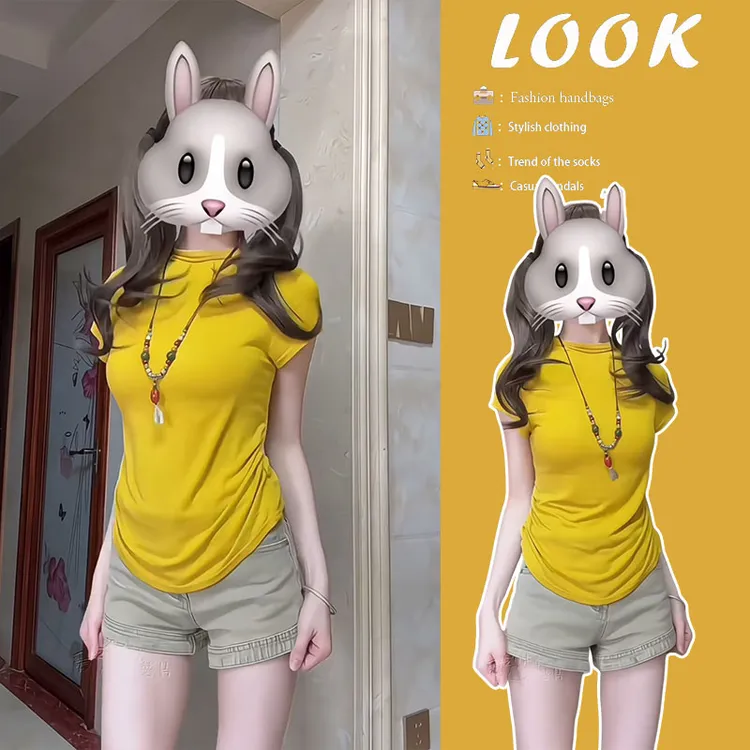 夏季穿搭一整套2025新款韩版时尚修身显瘦收腰短袖牛仔短裤两件套