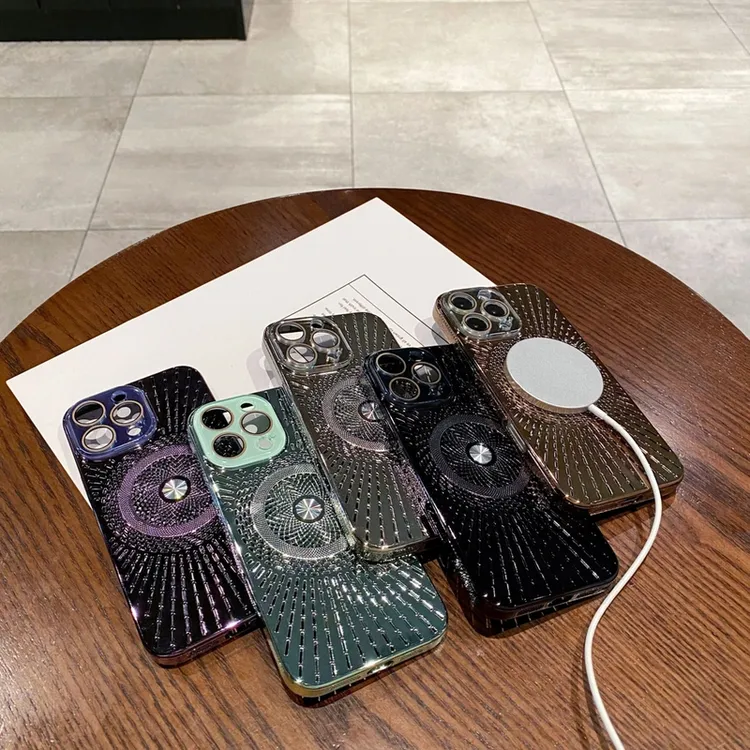 电镀镂空磁吸散热手机壳适用iPhone13/14/15/16promax