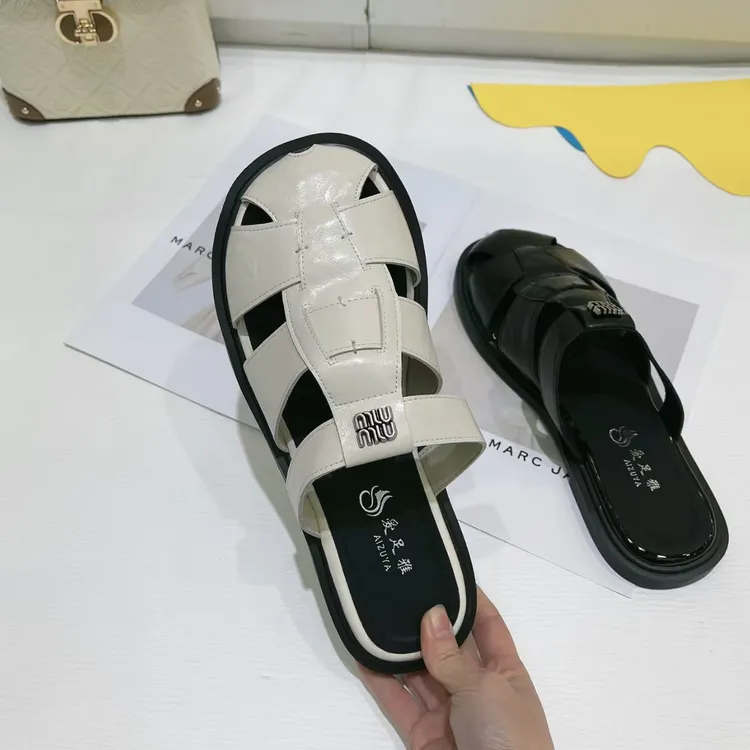 Z雅大码女鞋40-43码933-1韩版时尚潮流百搭全皮2公分厚罗马凉拖鞋