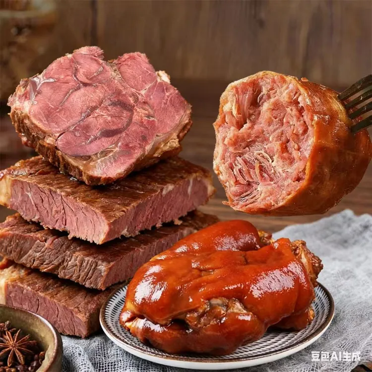 中秋福利肉类大礼包开袋即食 6袋五香牛肉+6根香肠+3袋猪蹄