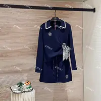 【宠粉价】秋季上新设计师新款时尚蓝色气质半身裙套装TZ-490