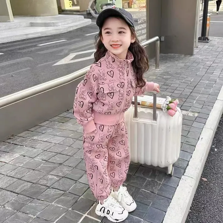 2024新款女童套装秋装洋气儿童外套中小童宝宝休闲春秋两件套潮款