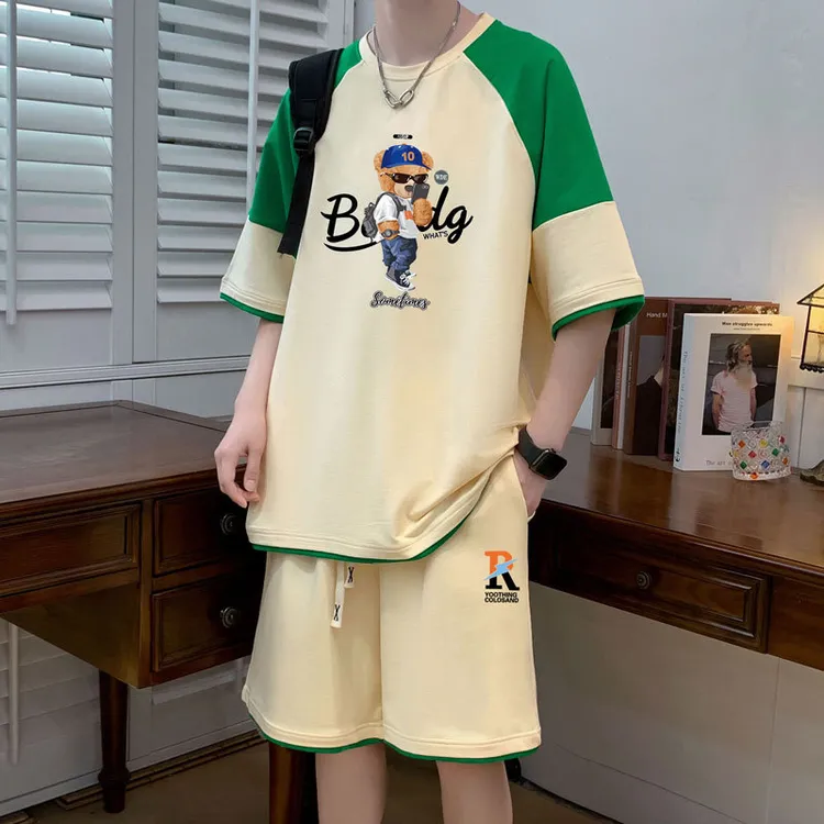 夏季青少年短袖t恤男孩初中生学生宽松休闲纯棉衣服胖童纯棉短袖