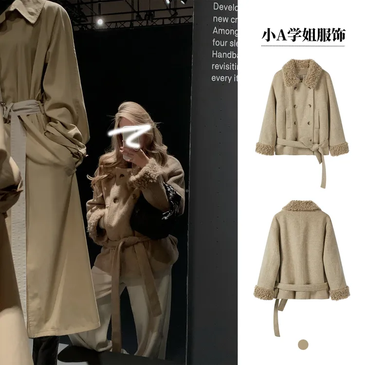 奢暖回潮 高级感呢子大衣2025冬季新款毛领保暖毛呢外套女韩版