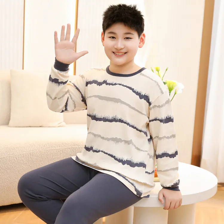 秋衣秋裤胖男童加肥加大中大童居家保暖内衣青少年加肥纯棉套装