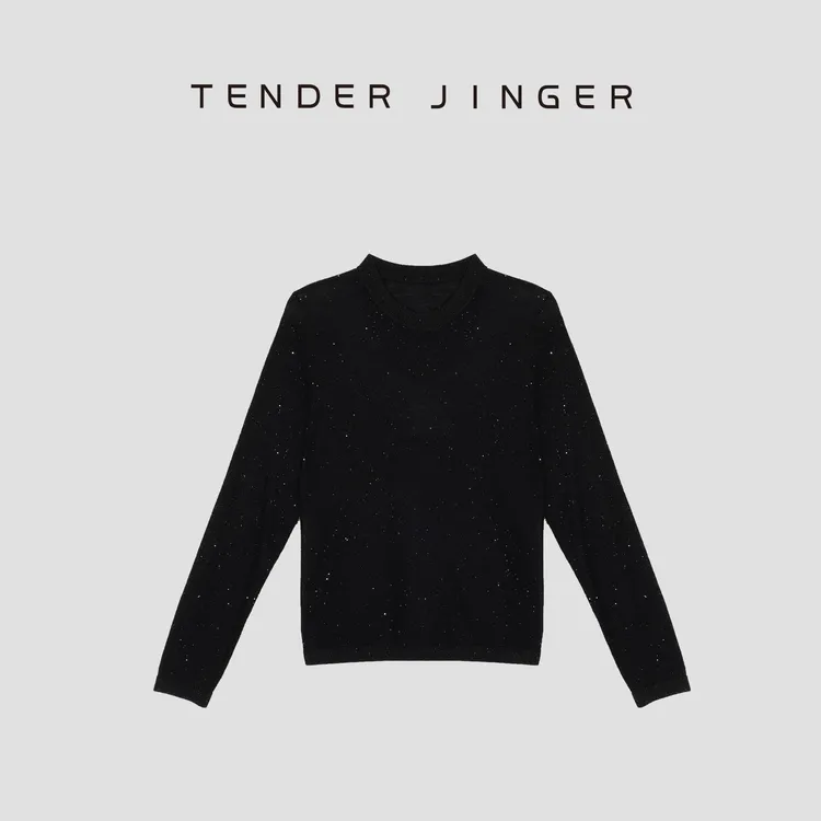 Tender Jinger【黑标】气质修身百搭珠片金葱羊毛针织衫T53FSS714F