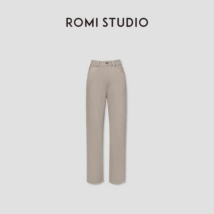 ROMI STUDIO“法式优雅”长绒斜纹棉高士线洗水直筒牛仔裤431NS080