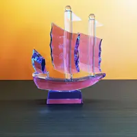 单只礼盒装-轻奢一帆风顺水晶帆船家居摆件乔迁开业庆典会议礼品