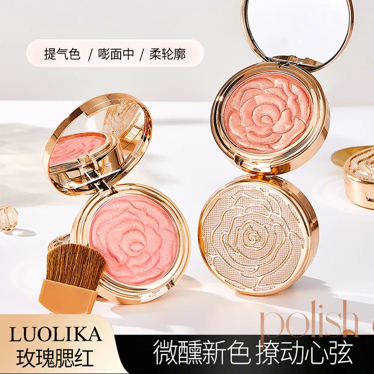 LUOLIKA罗莉卡玫瑰花瓣腮红盘高光修容一体提亮珠光丝兰序粉底液