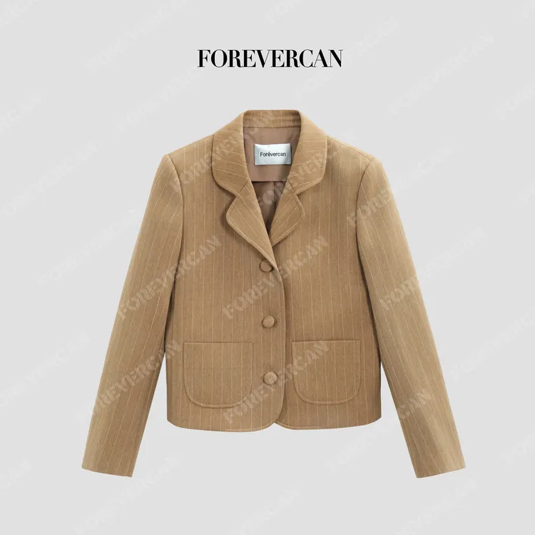 FOREVERCAN“布鲁内尔”立裁复古细条纹短款西装外套WC22957