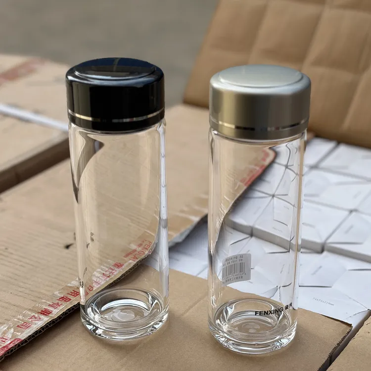 高档男士高硼硅玻璃水杯大容量透明带盖玻璃杯单层加厚杯子家用