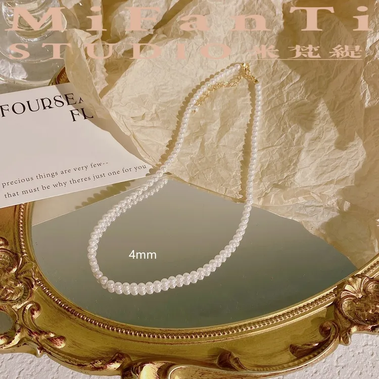 米梵缇 铜项链 消失的她倪妮同款贝珠颈链正圆澳白色轻奢锁骨颈链