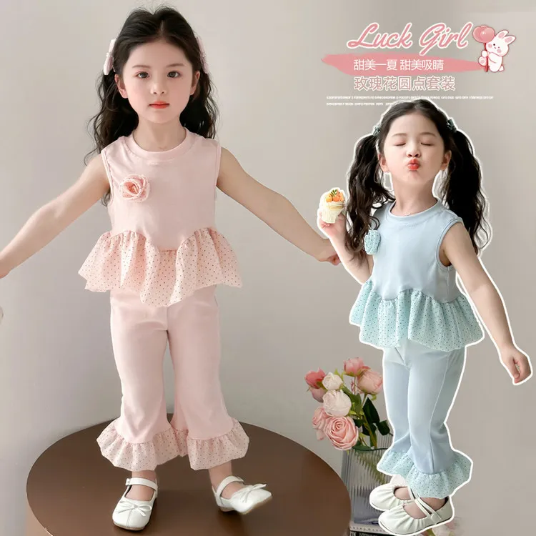 女童夏季套装2025新款洋气时髦儿童薄款衣服女宝宝夏装短袖两件套