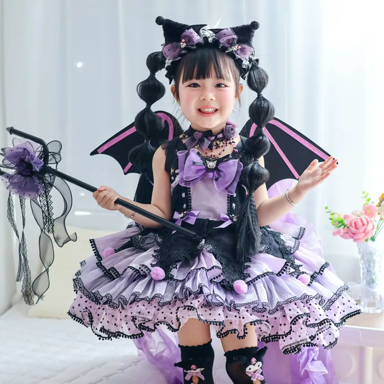 女童库洛米洛丽塔万圣节生日紫色裙子儿童公主儿童洛丽塔裙