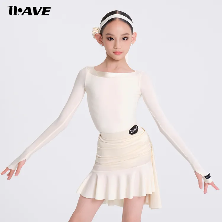 WAVE未午少儿分体拉丁舞服"光羽阿芙洛"长袖秋冬国标舞服练习套装