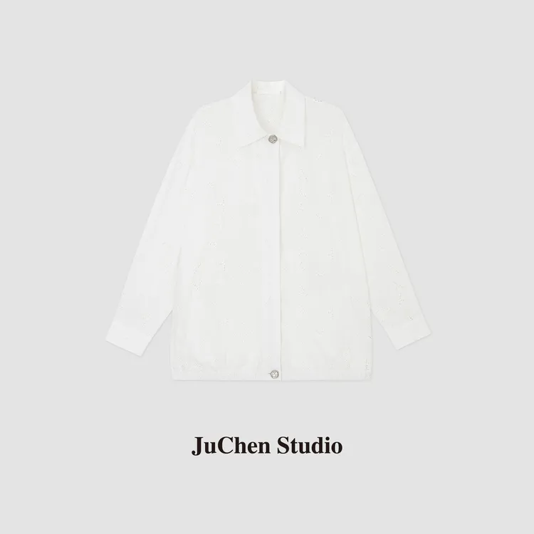 LIBOSHU“白日茶蘼”定制水溶刺绣镂空提花棉衬衫式外套 SS113344