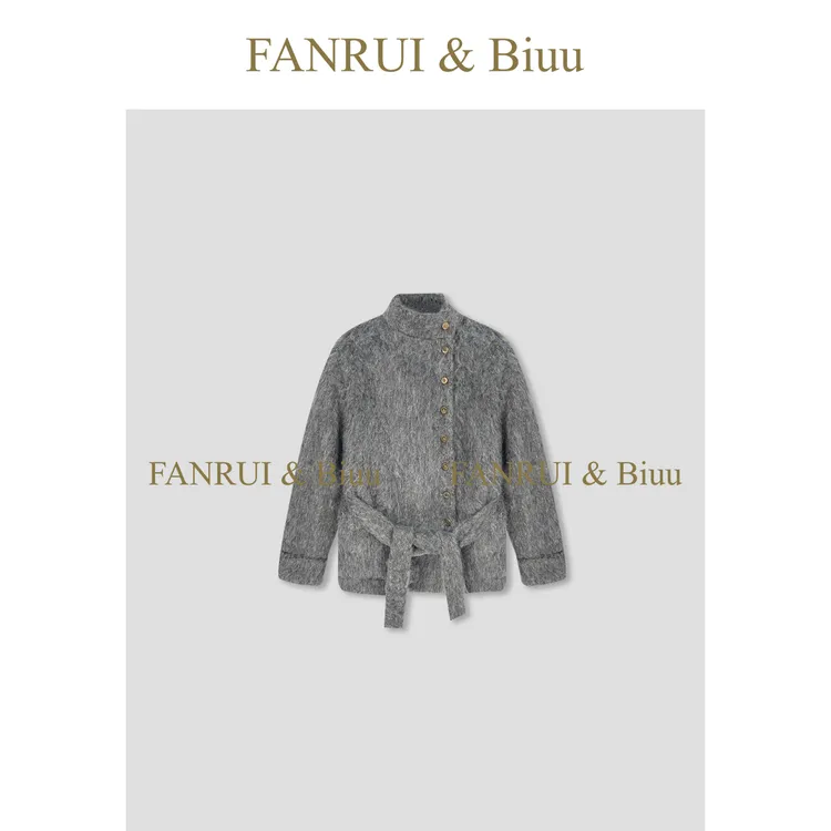 FANRUI/泛芮「贝贝biuu」钉扣秋冬新款复古高级感羊毛大衣B18213