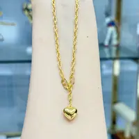 Q【猪鼻爱心套链】足金999精工5G套链
