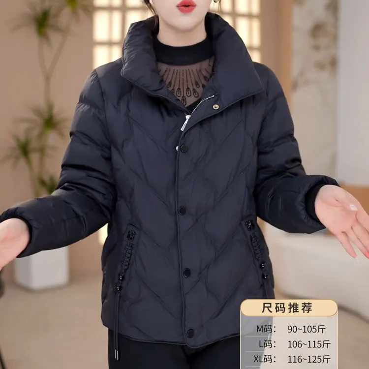 小个子妈妈短款羽绒服女士冬季新款修身显瘦防寒加厚保暖羽绒外套