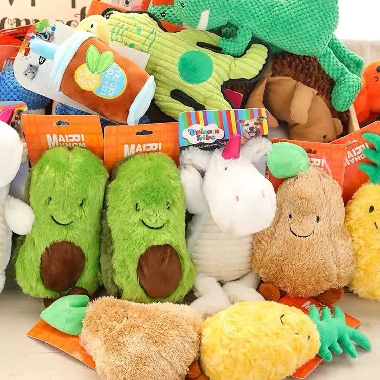 新款狗狗玩具磨牙解闷宠物发声玩具猫咪宠物用品耐咬毛绒水果玩具