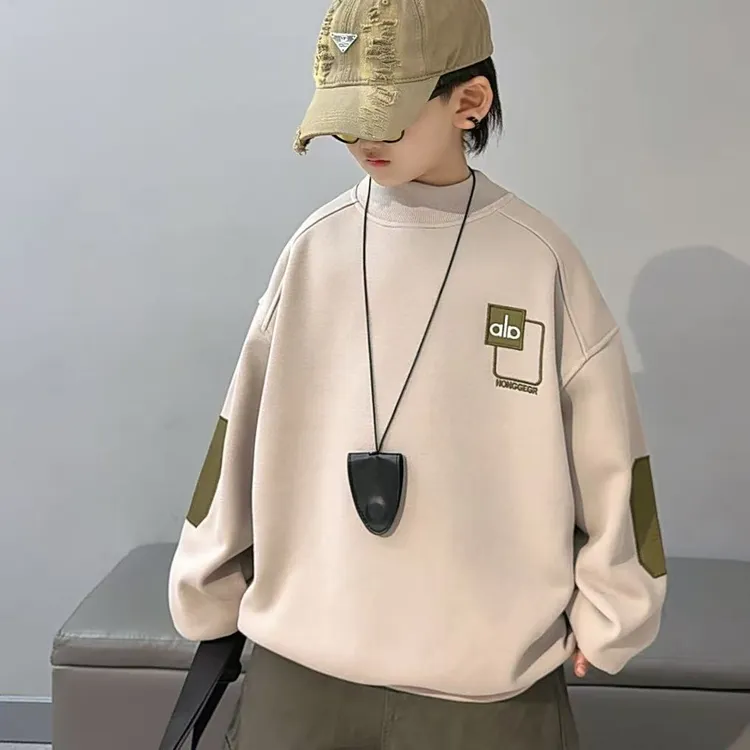 加绒——儿童中大童秋冬洋气休闲加厚男孩女孩高领冬季韩版保暖卫衣