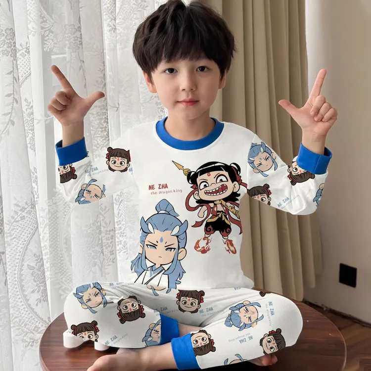 哪吒敖丙儿童睡衣男童秋衣秋裤秋冬季纯棉厚款小男孩保暖内衣套装