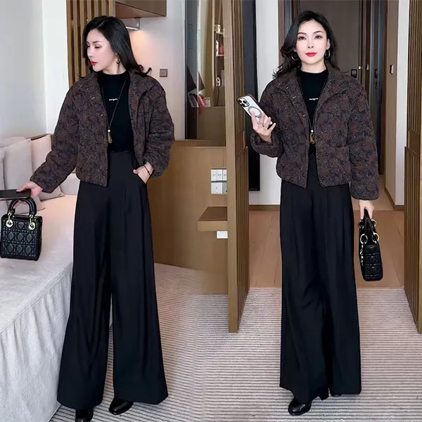 【季颜品牌】冬季新品棉服穿搭气质显瘦休闲时尚宽松棉麻外套180