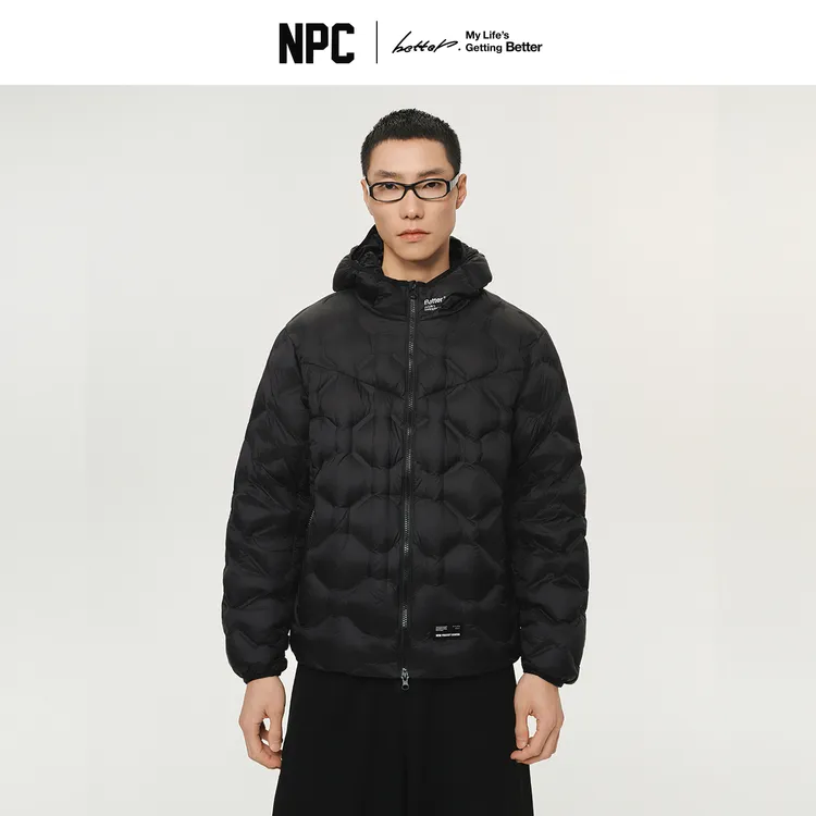 NPC潮牌无缝压胶菱形格90%鹅绒羽绒服15D连帽保暖秋冬NP5ADJ17