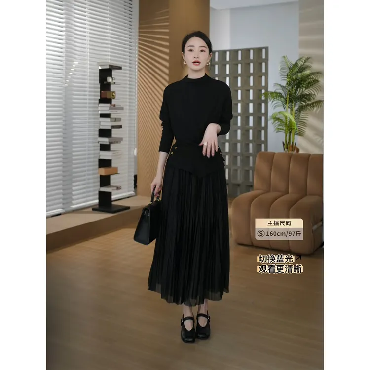 HELA AOMI“进口纱”立体压褶工艺软糯亲肤日常半身裙CY5CM71558