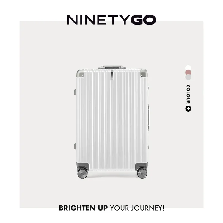 90分铝框行李箱登机箱轻奢女士白色旅行箱网红时尚男士休闲拉杆箱