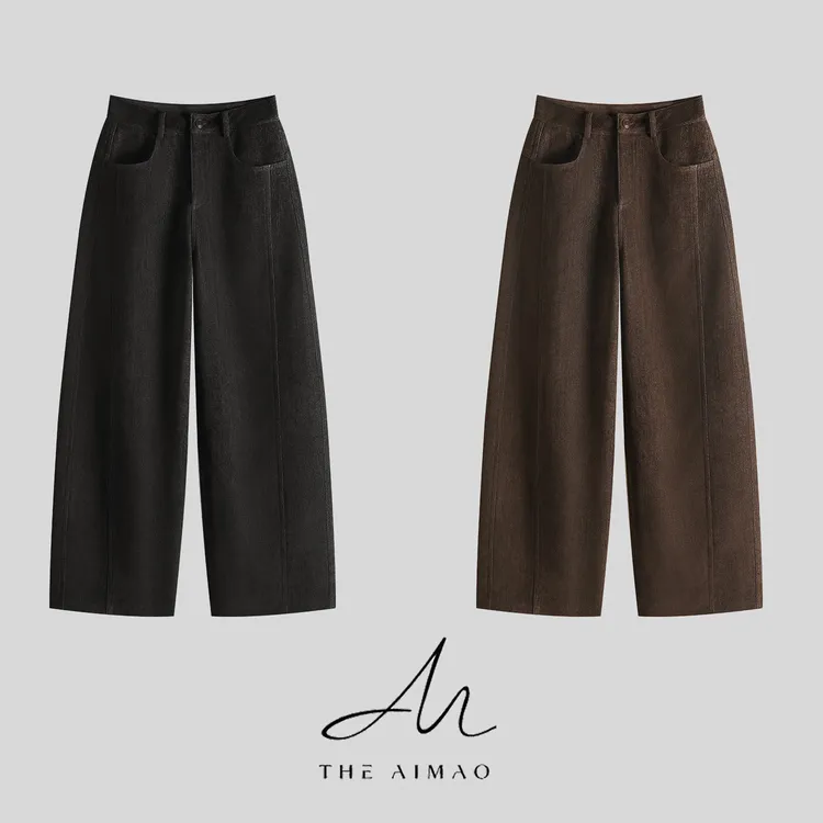 【THE AIMAO】“理想冬裤”人棉天丝复合底绒厚垂有型直筒裤XYX82924