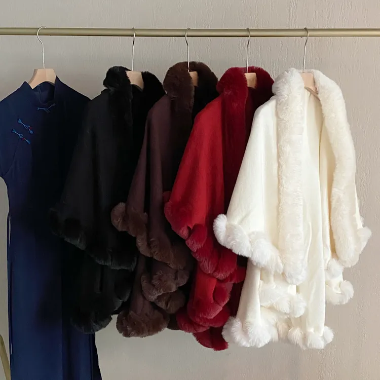 【潇潇定制披肩】运补6r外搭洋气双层披肩秋冬慵懒风斗篷女围巾披风