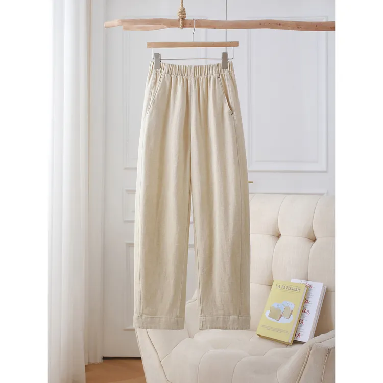 深圳南油25夏季新款时尚亚麻面料透气舒适九分休闲裤AEc-00360