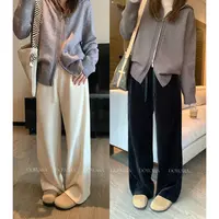 大婉酱微胖定制【百搭神裤】秋冬松紧腰垂顺感显瘦休闲直筒裤1191D