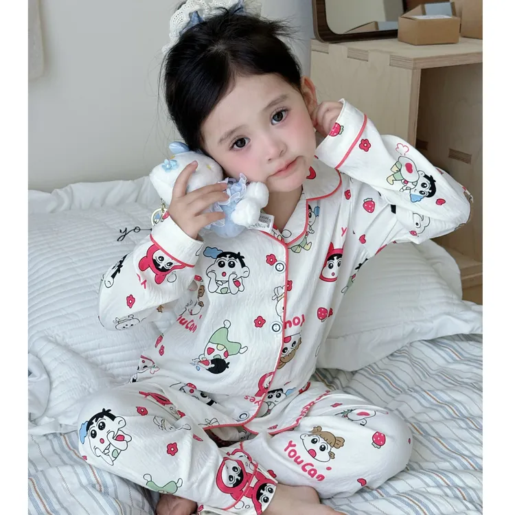 韩版女童睡衣春秋款儿童长袖女孩中大小童卡通可爱洋气家居服套装